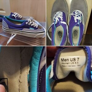 Vans Low Top Lace-Up Sneakers in Purple, Gray & Teal